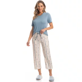 Pijama Capri Flor Azul Claro Daniela Tombini