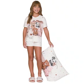 Pijama Curto Infantil Menina Hiden Place Lua Lua