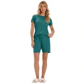 Pijama Curto Verde Poas Cor Com Amor
