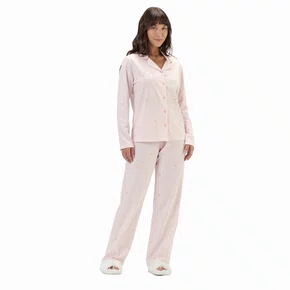 Pijama Feminino Aberto Lacinhos Rosa Cor com Amor