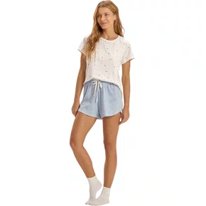 Pijama Feminino Malha Listras e Corações Cor com Amor