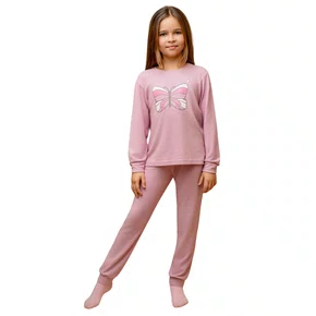 Pijama Infantil Melange Borboleta Rosa Dedeka
