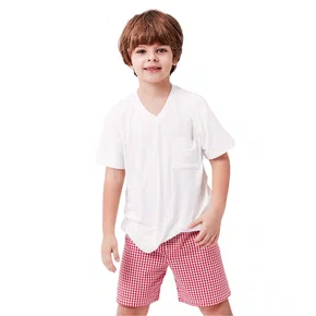 Pijama Infantil Menino Natal Xadrez Vermelho Joge