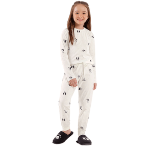 Pijama Kids Menina Ursinhos Panda Off Cor Com Amor