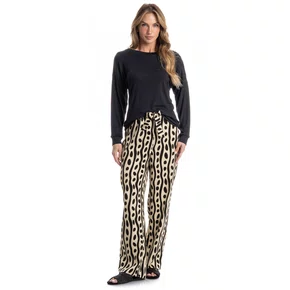 Pijama Lara Canelado e Cetim Daniela Tombini