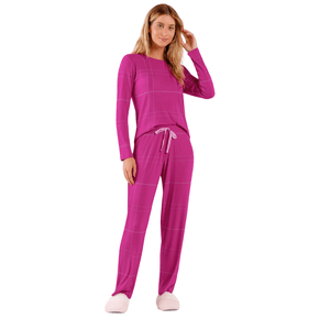Pijama Longo Canelado Comfy Pink Cor Com Amor