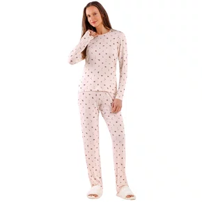 Pijama Longo Canelado Floral Rosas Cor Com AMor