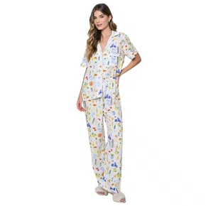 Pijama Longo e Manga Curta Citrino Itália Miss Victtoria