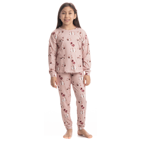 Pijama Longo Infantil Cute Love Rosa Daniela Tombini