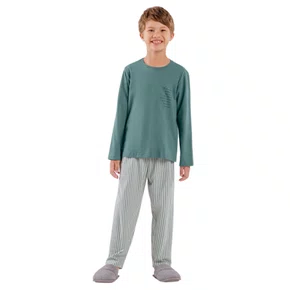 Pijama Longo Infantil Listras Cor Com Amor