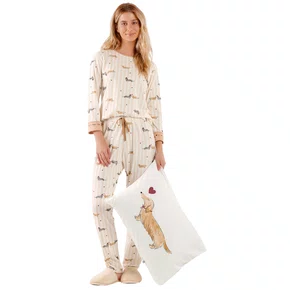 Pijama Longo Listras Salcichinhas Cor Com Amor