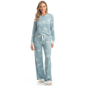 Pijama Longo Wide Angelina Azul Claro Daniela Tombini