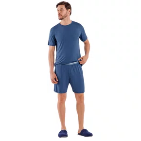 Pijama Maculino Curto Classic Azul Cor Com Amor