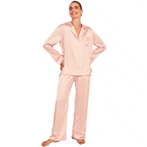 Pijama Manga Longa Cetim Rosa Revedenfant