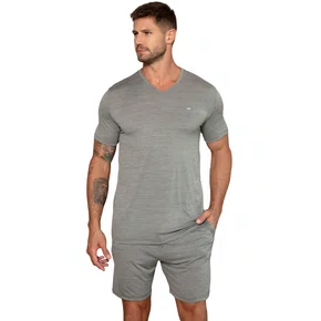 Pijama Masculino Curto Poliamida Cinza Up Man