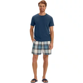 Pijama Masculino Malha Xadrez Marinho Cor com Amor