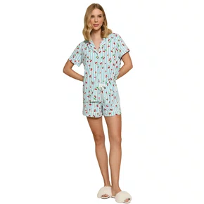 Pijama Miss Victtoria Listras Cereja Azul