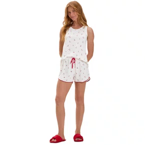 Pijama Regata Curto Cerejinha Branco Cor Com Amor
