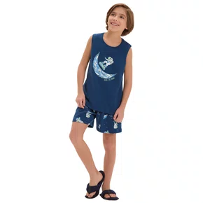 Pijama Regata Infantil Menino Espaço Navy Cor Com Amor