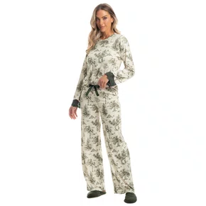 Pijama Wide Leg Figueira Verde Escuro Daniela