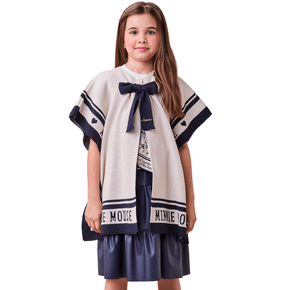 Poncho Minnie Marinho Tricot Cru Anime