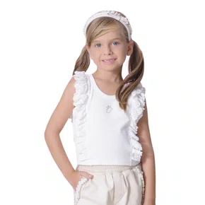 Regata Cropped Rib Babados Off White Pituchinhus