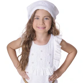 Regata Tricot Ponto Rendado Flores Pituchinhus