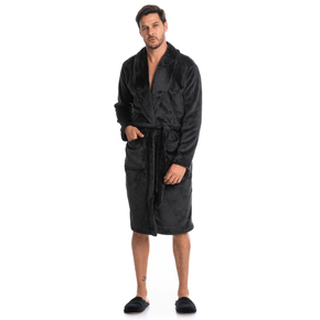 Robe Maculino Leo Preto Fleece Tombini
