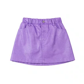 Saia Couro Metalizada Roxo Brilho Anime