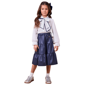 Saia Midi Couro Marinho Oceano Anime