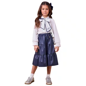 Saia Midi Couro Marinho Oceano Anime