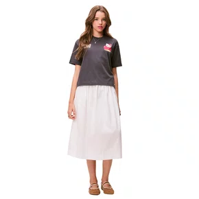 Saia Midi Franzida Off White Authoria