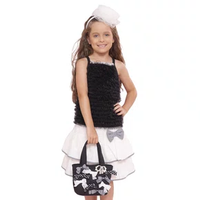 Saia Short Algodão Babados Laço Puffer Xadrez Pituchinhus