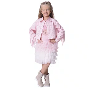 Saia Short Babados Tule Bicolor Rosa Pituchinhus