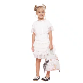 Saia Short Babados Tule Off White Pituchinhus