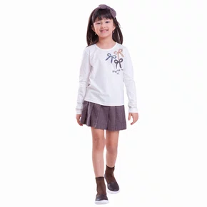 Saia Short Flanela Xadrez Pregas Pituchinhus