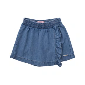Saia Short Jeans Fino Babadinho Pituchinhus