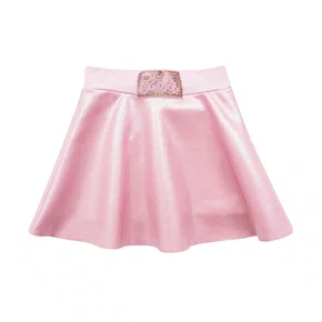 Saia Short Malha Brilho Rosa Claro Barbie Pituchinhus