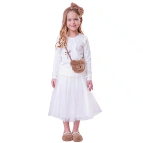 Saia Short Tule Renda Aplicada Pituchinhus