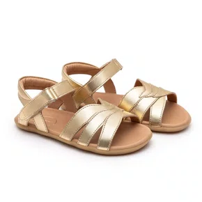 Sandália Couro Petal Dourada Metal Gold Tip Toey Joey