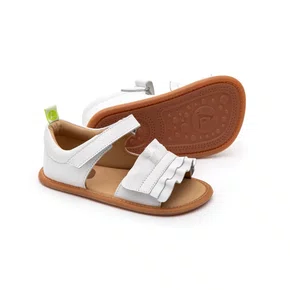 Sandália Couro Ruffy Branco White Tip Toey Joey