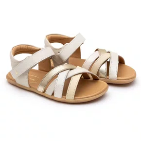 Sandalia Criss Cross Couro Antique White Tip Toey Joey