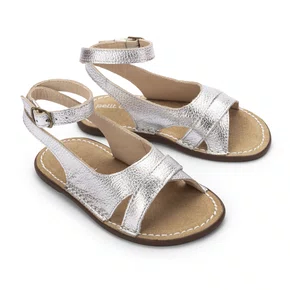 Sandália Equilibrista Couro Prata Argent Petit Cheval