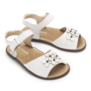 Sandália Jardim Couro Branco Petit Cheval