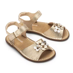 Sandália Jardim Couro Dourado Dore Petit Cheval