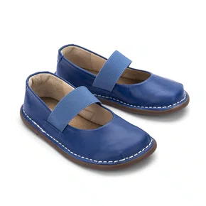 Sapatilha Ballet Couro Azul Cobalto Petit Cheval