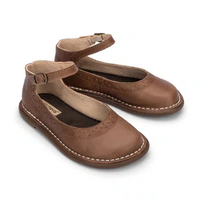 Sapatilha Teen Patinete Couro Castanha Petit Cheval