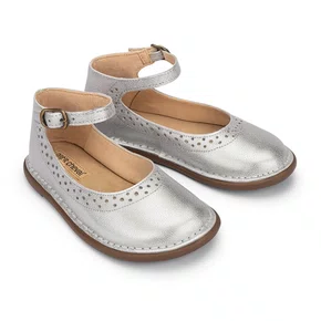 Sapatilha Teen Patinete Couro Prata Argent Petit Cheval