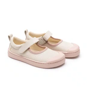 Sapatilha Tenis Lona Creme Rosa Baby Tip Toey Joey