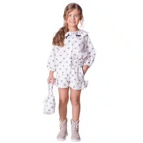 Short Algodão Laços Puffer Estampa Mini Laços Pituchinhus